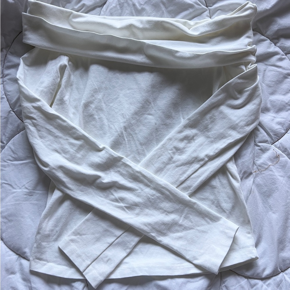 Brandy Melville Cream Off-Shoulder Shirt
